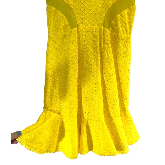 KATRINA GRIMALDI Lila Eyelet Mini Dress in Yellow Short Sleeve NEW WITH TAG XS - Picture 10 of 16